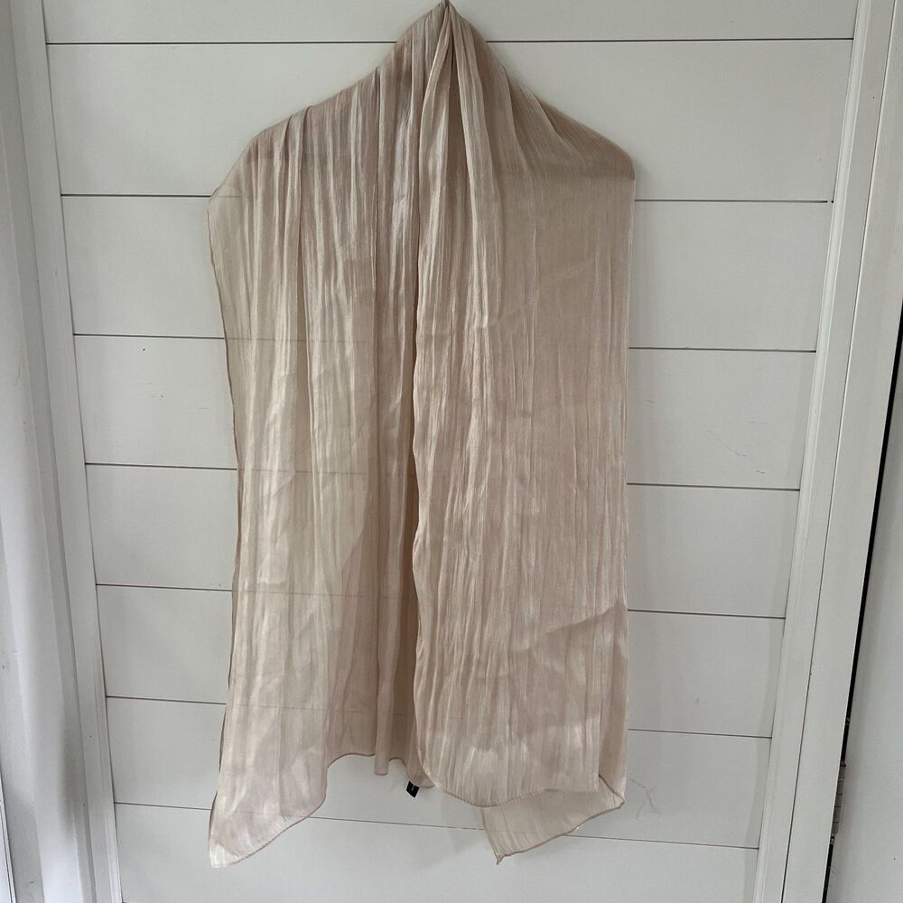 Sheer Champagne Shimmer Head Neck Scarf Rectangle 27"x70"